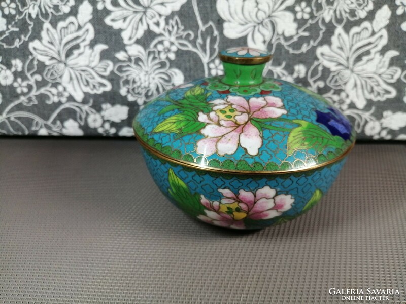 Oriental enamel sugar bowl