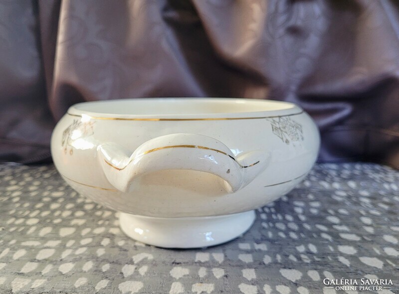 Art Nouveau oval golden faience bowl