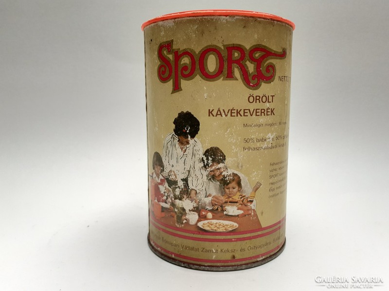 Retro sport coffee box with Hungarian confectionery flavor coffee and biscuit factory