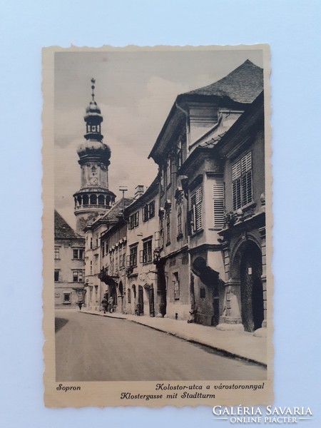 Régi képeslap 1942 Sopron Kolostor utca a várostoronnyal fotó levelezőlap