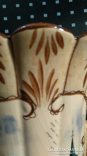18th / 19th century French hand-painted landscape earthenware vase cheap!