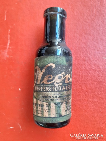 Régi címkés üveg Negro bőrfeketítős vintage palack bőrfesték
