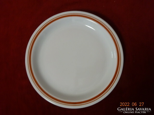 Lowland porcelain small plate, brown striped, diameter 17 cm. He has! Jókai.