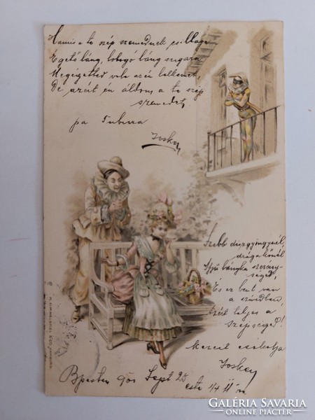 Régi képeslap 1900 művészeti levelezőlap hölgy