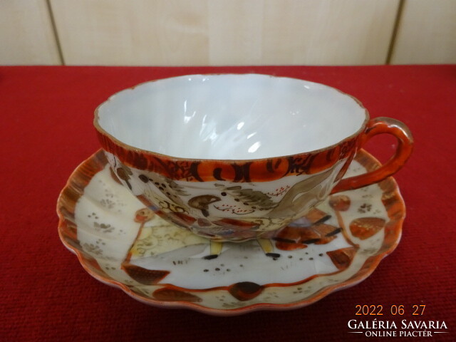 Japanese porcelain teacup + placemat, transparent, hand-painted rare pattern. He has! Jókai.