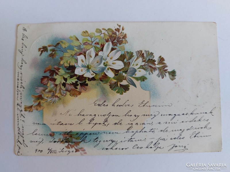 Régi virágos képeslap 1900 levelezőlap
