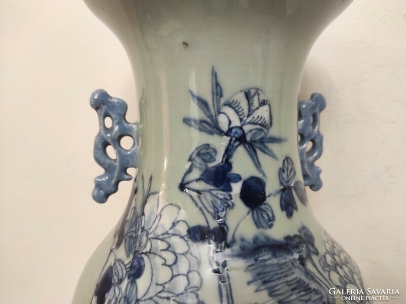 Antik kínai porcelán nagy kék páva motívumos váza 618 5654