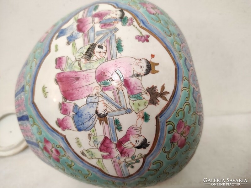 Antique Chinese Porcelain Egg Shaped Multicolored Colorful Lid Urn Vase with Life Scene 163 5619