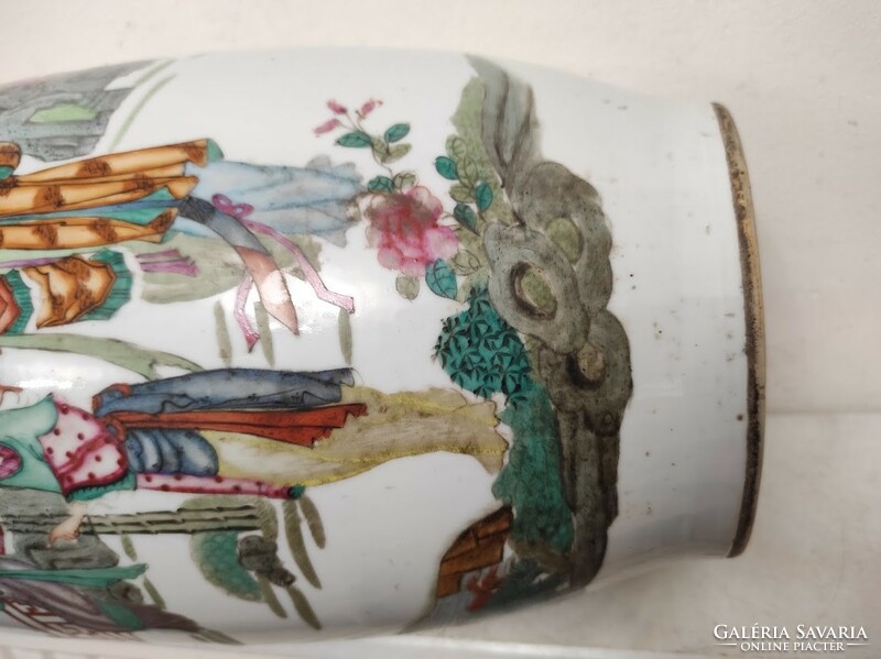 Antique Chinese porcelain large painted multi-shaped inscription vase 162 5616