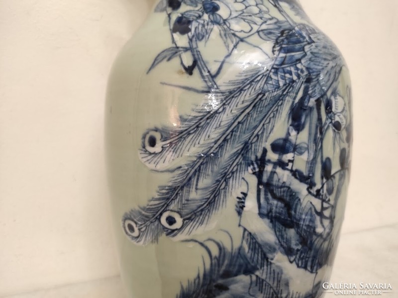 Antique Chinese porcelain large blue peacock motif vase 618 5654