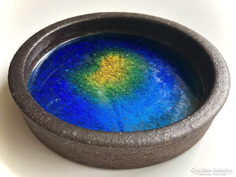 Brutalist glazed pyrogranite ceramic bowl