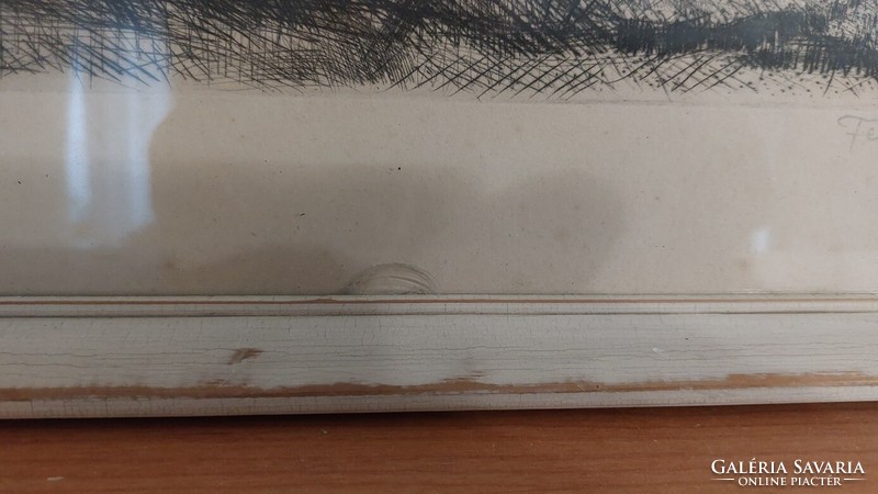 (K) white ilona etching with frame 46x38 cm