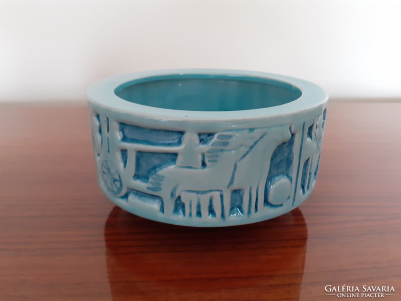 Régi retro Zsolnay porcelán kis tál kék dísztál
