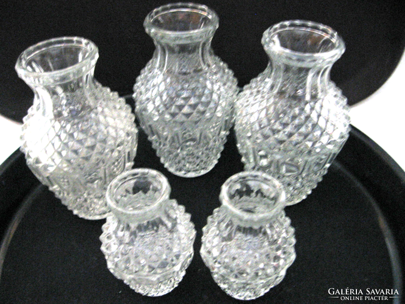Package of 7 oberglas diamond pattern crystal vases or separately negotiated