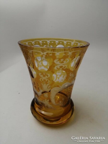 Hunting souvenir - antique polished glass with deer