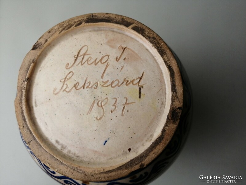 NÉPI KERÁMIA CSODASZARVAS MOTÍVUMMAL - STEIG ISTVÁN 1937