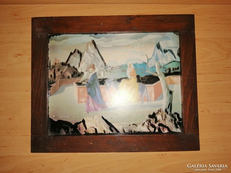 Molnár c. Pál print rarity in a wooden picture frame on a wooden board 27*33 cm