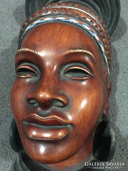 German marked African faience female head !!!