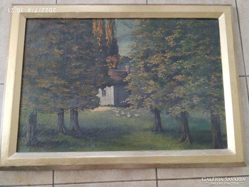 Antique painting for sale! Forest detail