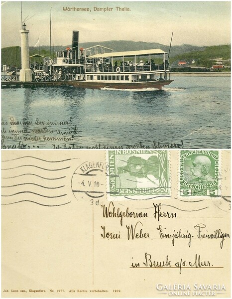 Régi képeslap - Wörthersee, Dampter Thalia 1909