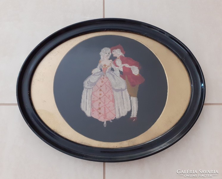 Régi ovális falikép vintage barokk jellegű kép falidísz