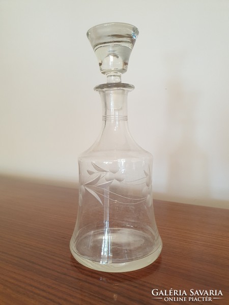 Régi dugós italos üveg csiszolt mintás likőrös röviditalos palack