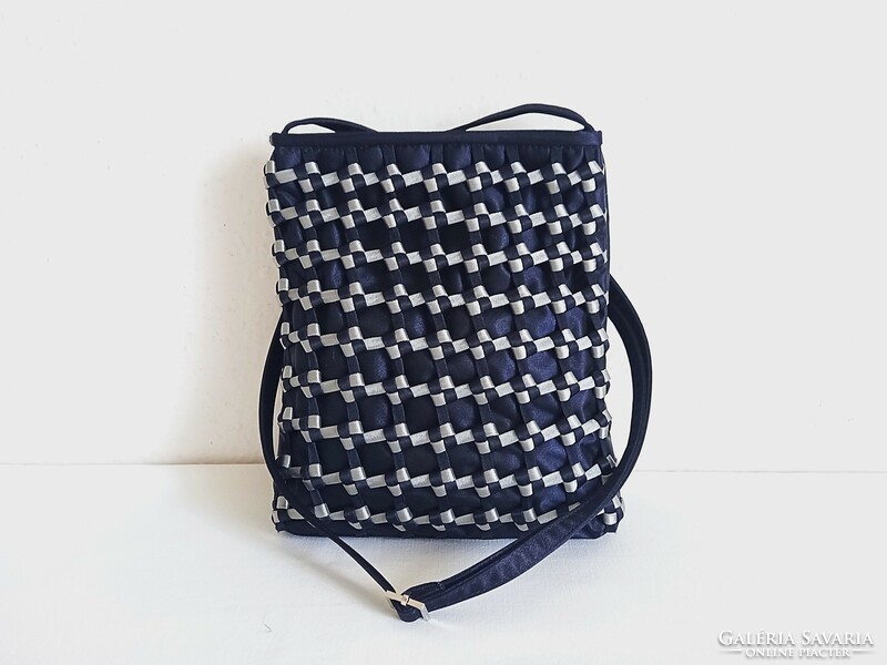 Új kék női táska, válltáska kék-ezüst fonott díszítéssel