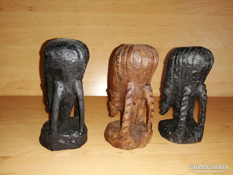 African carved wooden male figures 3 in one 12 cm