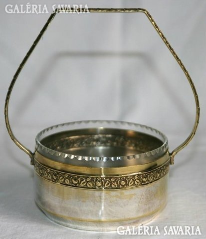 Art Nouveau marked Austria sugar basket with original glass