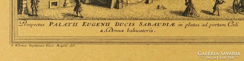 1J597 salomon kleiner - johann august corvinus : eugen palace of savoy etching