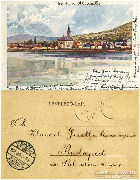 Régi képeslap - Duna-Almás 1900