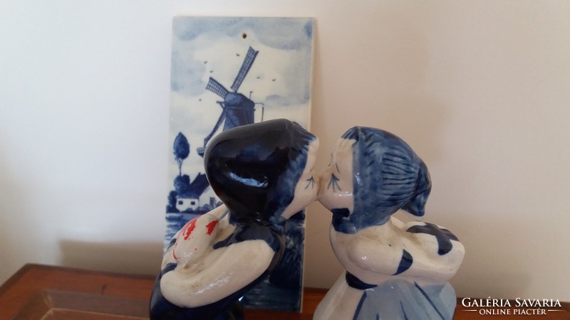 Dutch ceramic souvenir windmill wall decoration box nipp 3 pcs