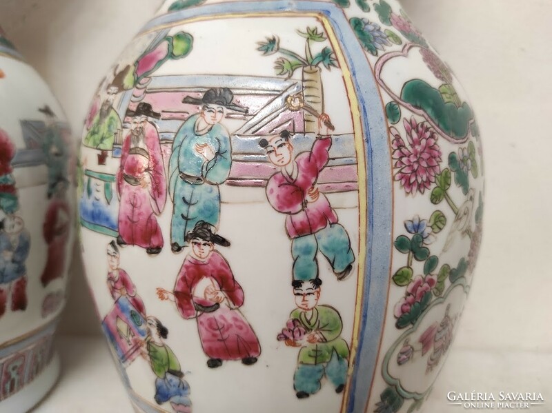 Antique 2-piece Chinese porcelain large painted multi-inhabited monarch life scene vase 809 5650