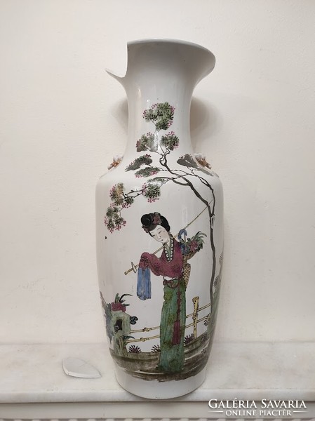 Antique Chinese porcelain large painted shape inscription vase broken 827 5638