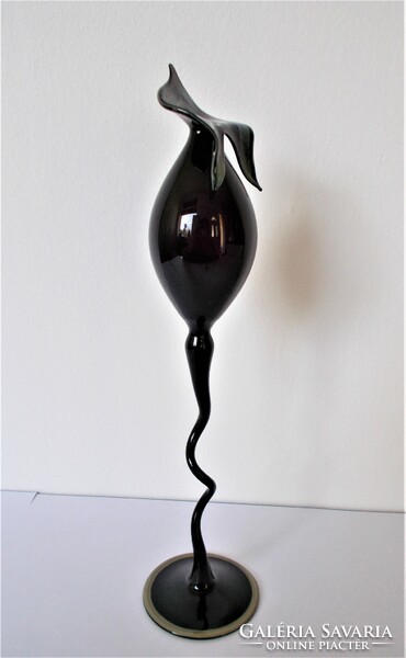 Erwin eisch artistic, rosebud-shaped, graceful, single-strand art glass vase in art nouveau style
