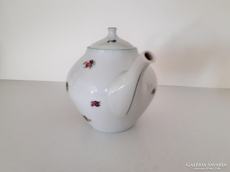 Old Hólloháza porcelain teapot with floral spout