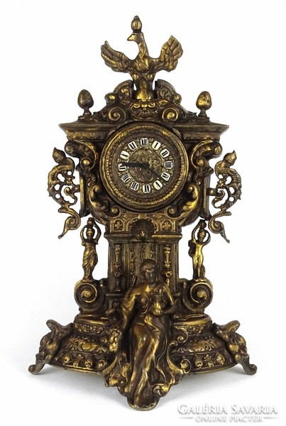 1B321 old large copper mantel clock 47.5 Cm