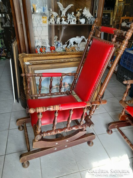 Rare colonial kick rocking chair, pair of chairs.