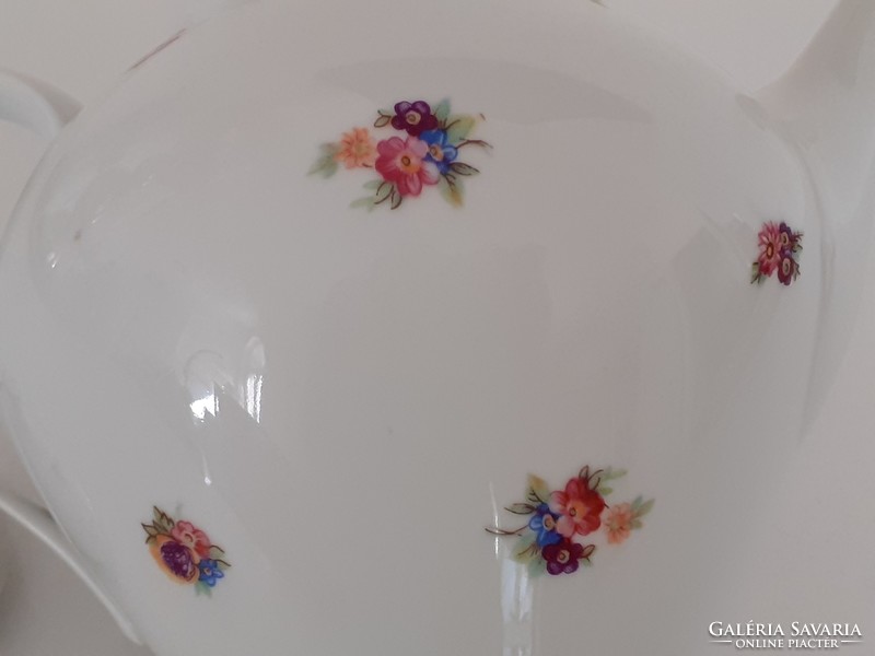 Régi Hollóházi porcelán teás kanna virágos kiöntő