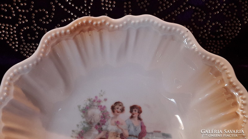 Antique viable deep porcelain serving bowl (l2447)