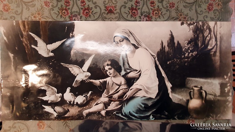 Old holy image photo. 52 X 120 cm. Black and white photo, with old, original coloring. Made up of music.