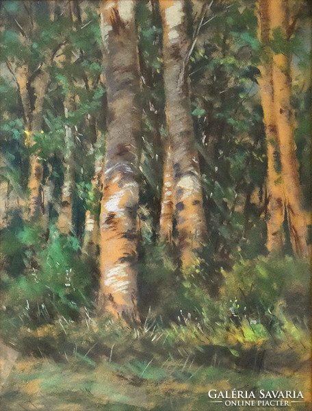 “Forest Wind” pastel image by painter Antal Hoffmann (1895-)