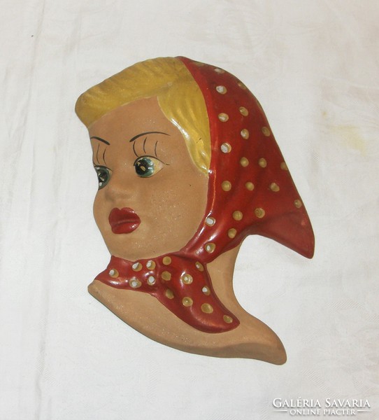 Dr. Rank female head, portrait ceramic wall decoration