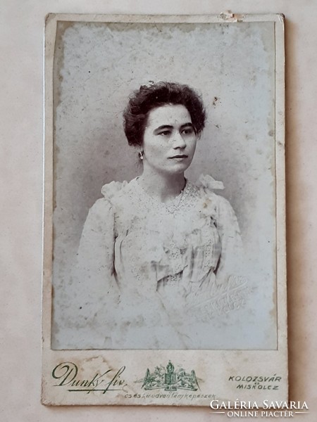 Old female photo vintage photo dunky brothers Miskolc Cluj studio cardboard photo