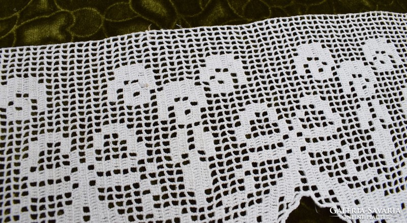 Crochet lace shelf decoration, drapery curtain tablecloth lace strip ribbon 103 x 16 cm
