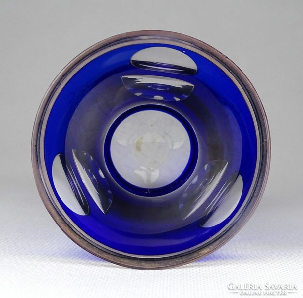 1F763 antique polished blown glass blue Czech bieder cup 10.5 Cm