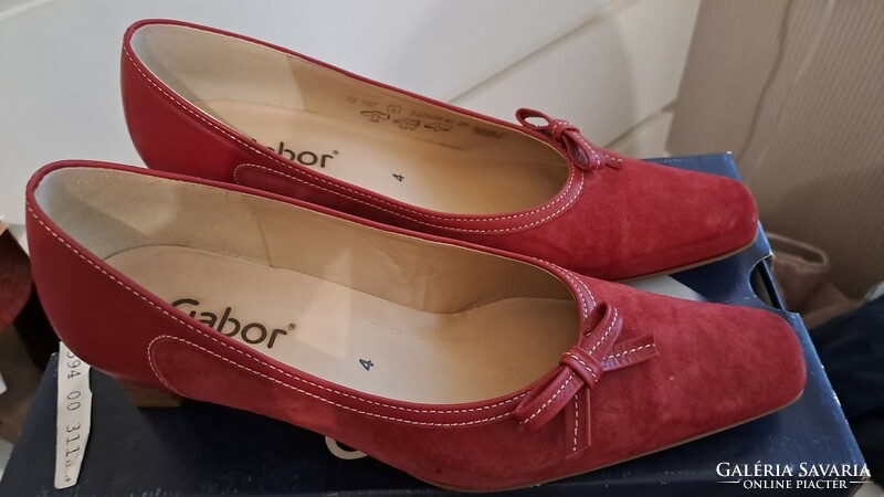 Bőr, Gabor, piros női cipő, kis masnival