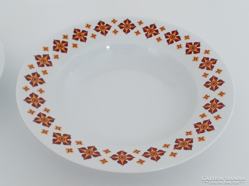 Old 2 Zsolnay porcelain plates with brown pattern, retro