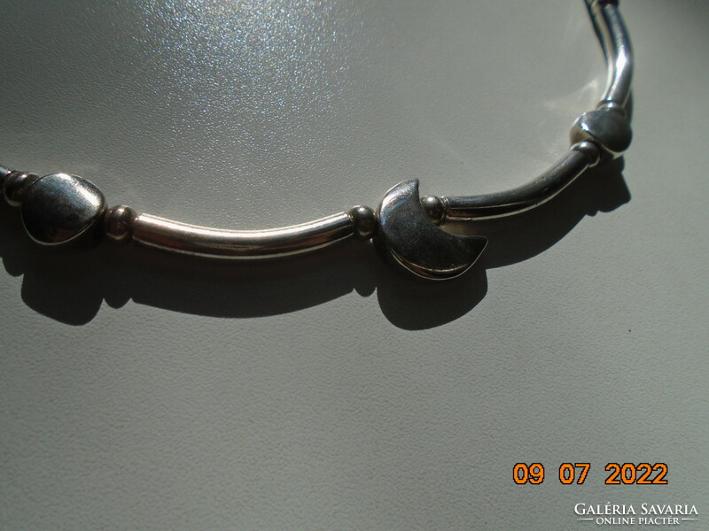 Tribal unique silver plated collar with blue crescent