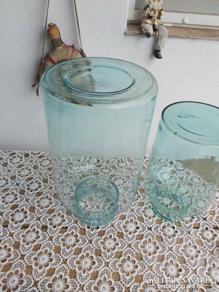 Gyönyörű színes fújt befőttes üvegek uborkás nosztalgia Gyűjtői 5 és 10 literes hagyaték  egyben